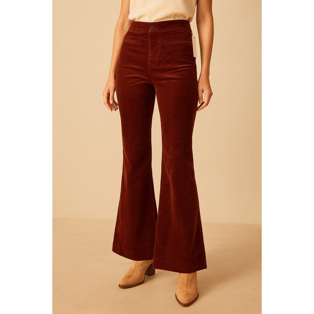 Anthropologie Pilcro Womens 31 Pull On Corduroy Flare Pants Navy Marin 70s Boho - Picture 14 of 14